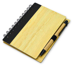 Bloco promocional com capa de bambu