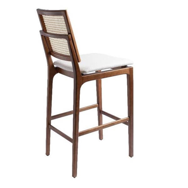 Banqueta Fernanda Palha Natural Sextavada e Estofada Estrutura Madeira Liptus Design Sustentável