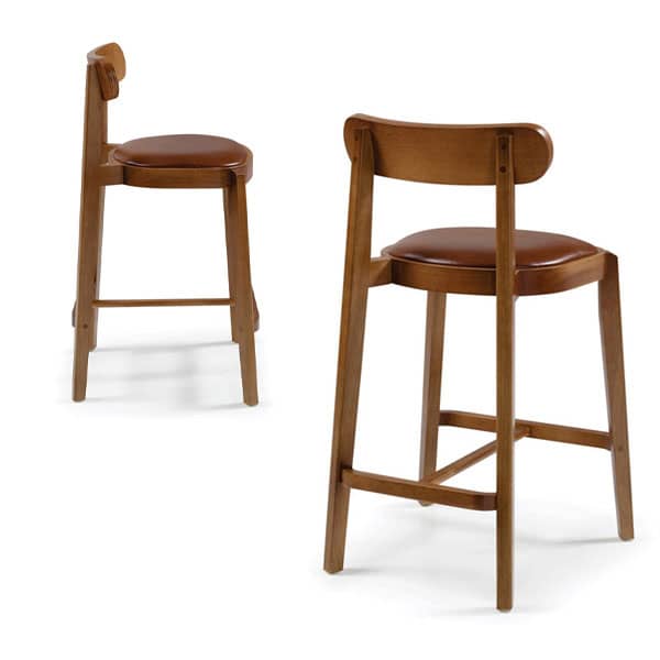 Banqueta Hirue Assento Anatômico Encosto Ergonômico de Madeira