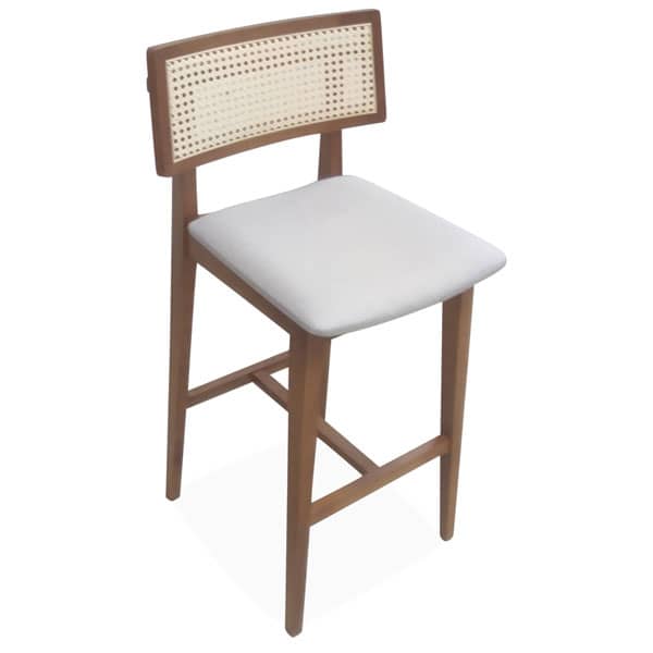 Banqueta Royal Estofado Anatômico Tela Portuguesa Estrutura Madeira