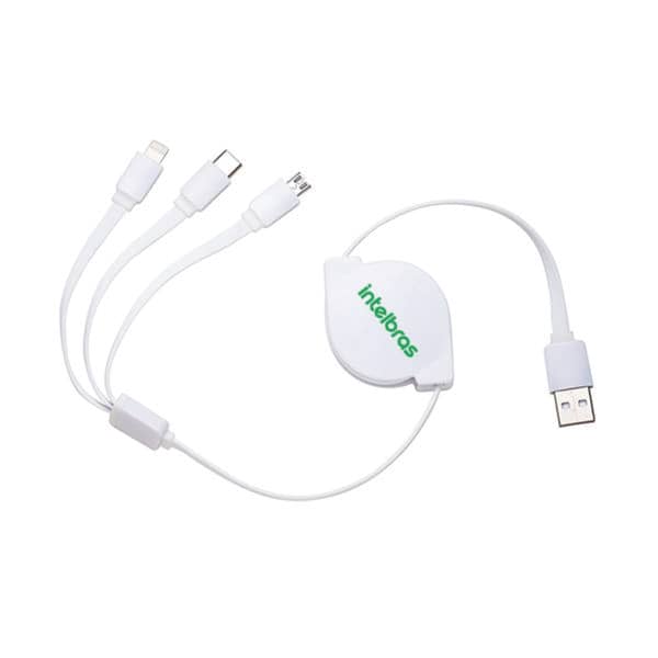 Cabo USB Retrátil 3 em 1 Personalizado