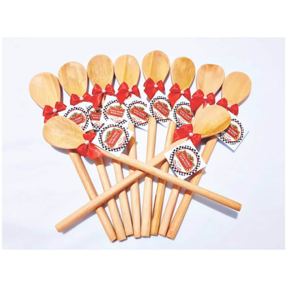 Lembrancinha Chá Bar Colher de Pau Personalizada Bebidas