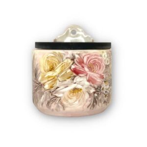 Saleiro de Parede Reto Porcelana Tampa Madeira 700 grs sal